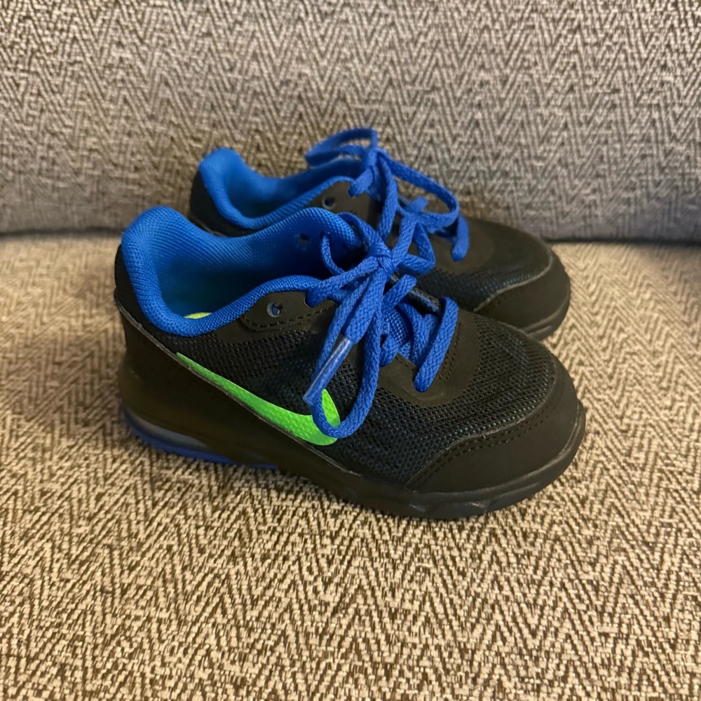 NIKE Black Royal Blue Lime Green Sneakers‎ Baby Toddler Size 6